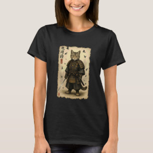 Cat Dressed As A Samurai Japanese Vintage T-Shirt