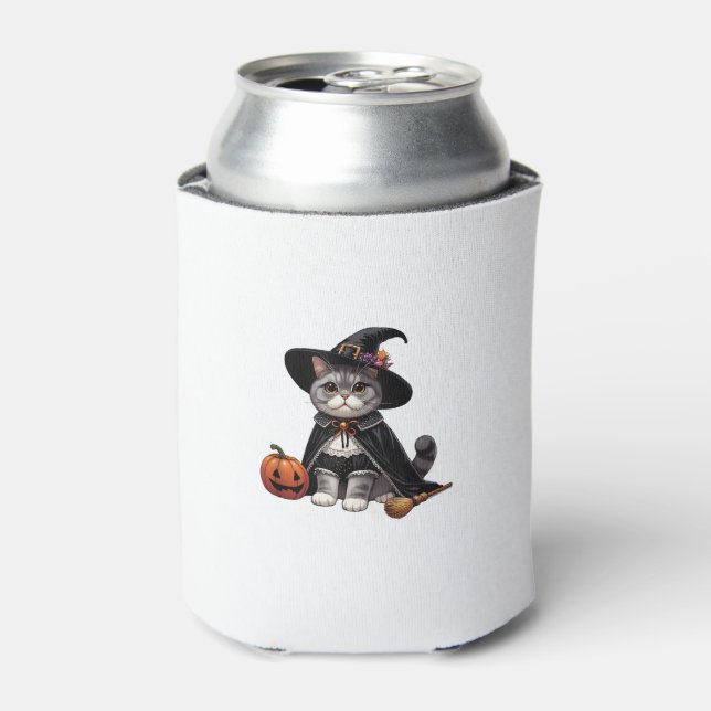 Cat Dressed as a Witch  Can Cooler (Can Front)