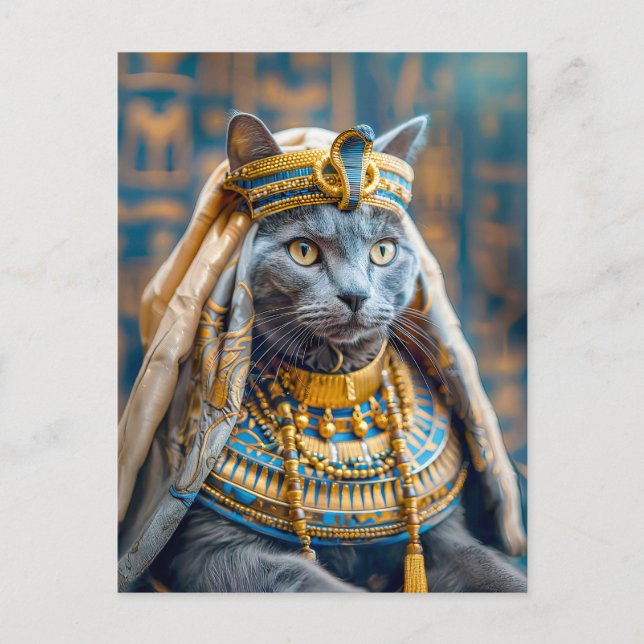 Cat Dressed as Pharaoh Queen Postcard (Front)