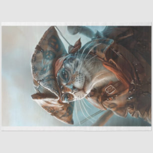 Cat Dressed as Pirate Decoupage Tissue Paper