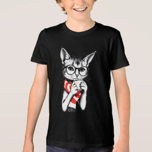 Cat Drink a Coffee T-Shirt Tri-Blend Shirt