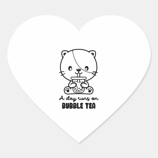 Cat Drink Bubble Tea, Boba Tea Clipart Heart Sticker (Front)