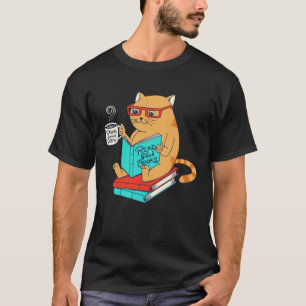 Cat Drink Good Coffee Read Good Books  Fun T-Shirt