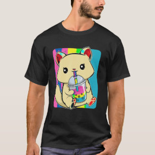 Cat Drinking Boba LGBT Q Kitten Pansexual Pride Fl T-Shirt