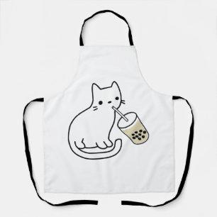 Cat Drinking Boba Milk Tea Bobalogy Hoodie Apron