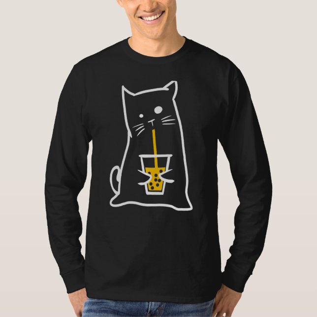 Cat Drinking Bubble Tea  Womens Boba    1 T-Shirt (Front)
