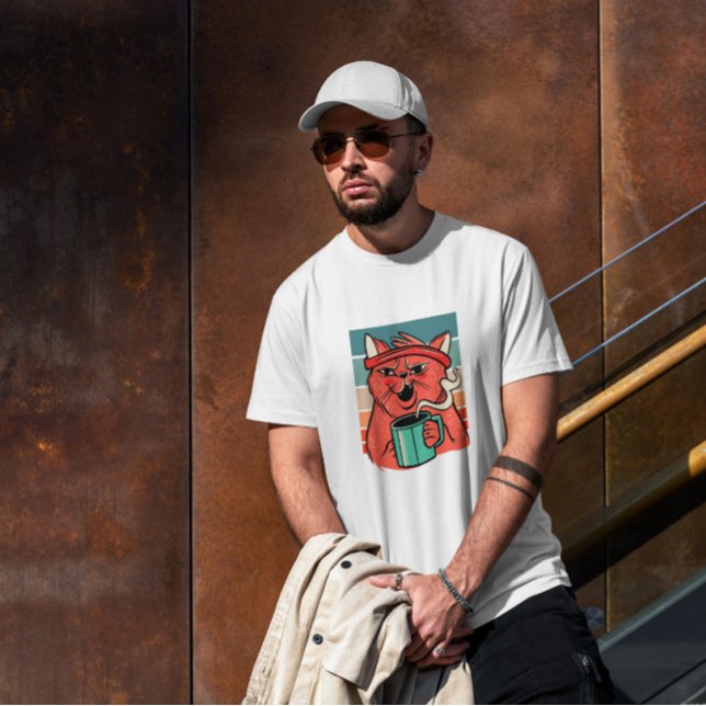 Cat Drinking Coffee   T-Shirt (Creator Uploaded)