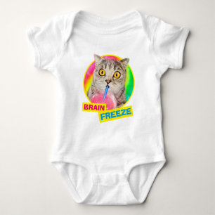 Cat Drinking Slushie Baby Bodysuit