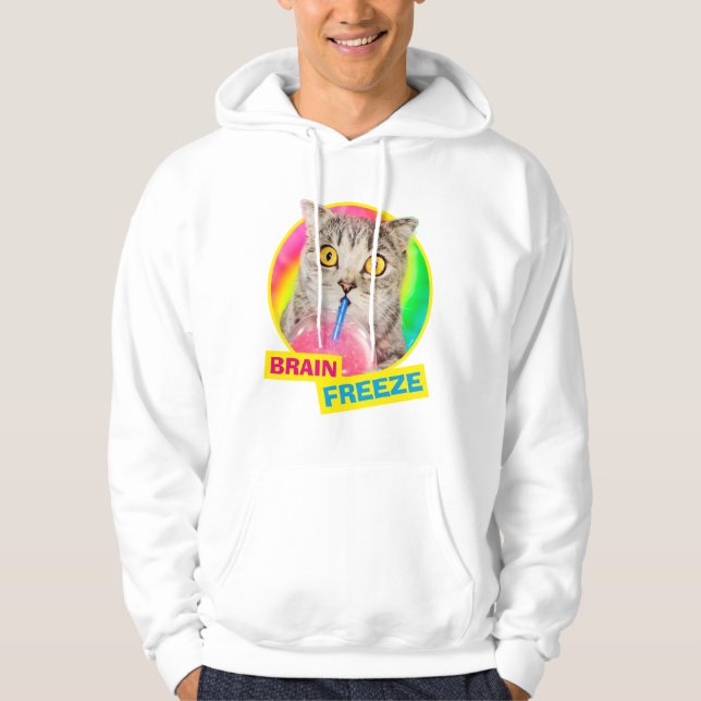 Cat Drinking Slushie Hoodie (Front)