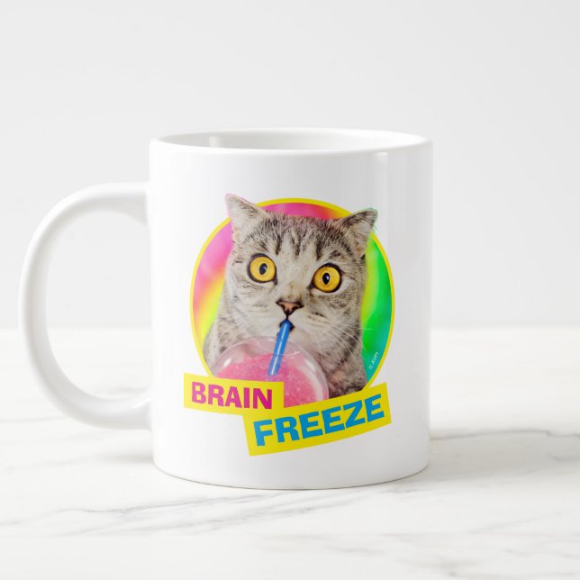 Cat Drinking Slushie Large Coffee Mug (Left)