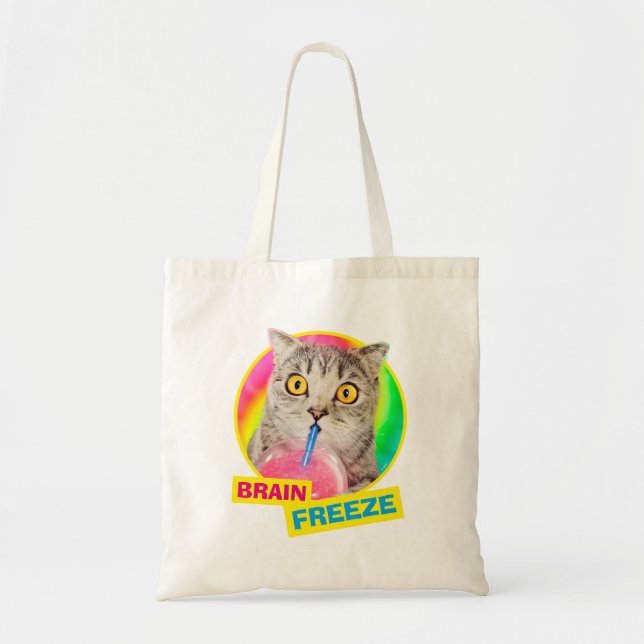 Cat Drinking Slushie Tote Bag (Front)