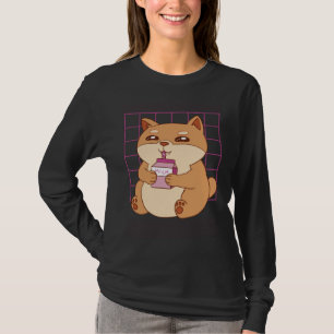 Cat drinking Strawberry Milk T-Shirt