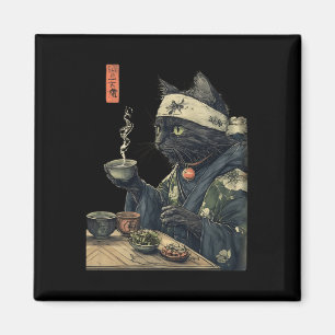 Cat Drinking Tea Japanese Tea Ceremony Art Print P Magnet