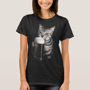 Cat drinks beer funny meme men women matching T-Shirt