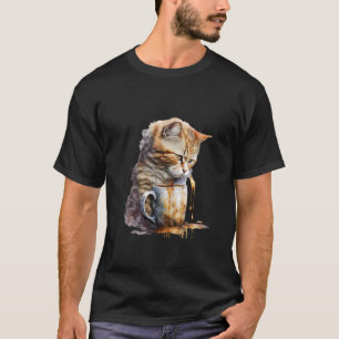 Cat Drinks Cappuccino T-Shirt