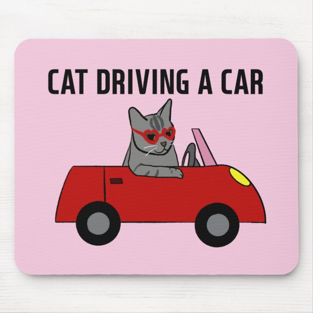 Cat driving a car mouse pad (Front)