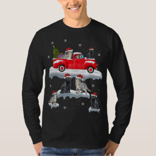 Cat Driving Christmas Tree Red Truck Cat Christmas T-Shirt