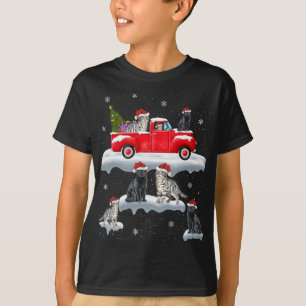 Cat Driving Christmas Tree Red Truck Cat Christmas T-Shirt