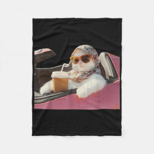 Cat Driving Meme Rage Is Consuming Me Silly Humour Fleece Blanket