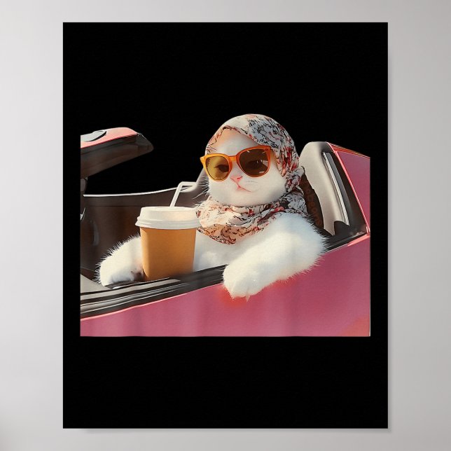 Cat Driving Meme Rage Is Consuming Me Silly Humour Poster (Front)