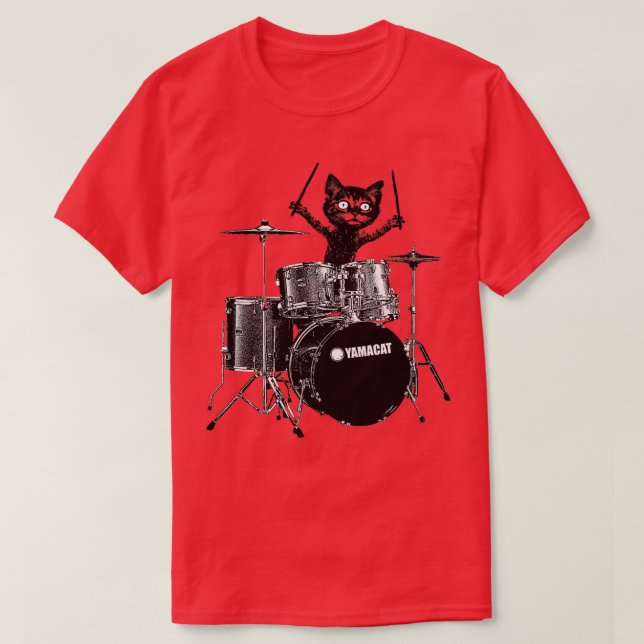 Cat Drummer  T-Shirt (Design Front)