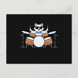 Cat Drums Postcard