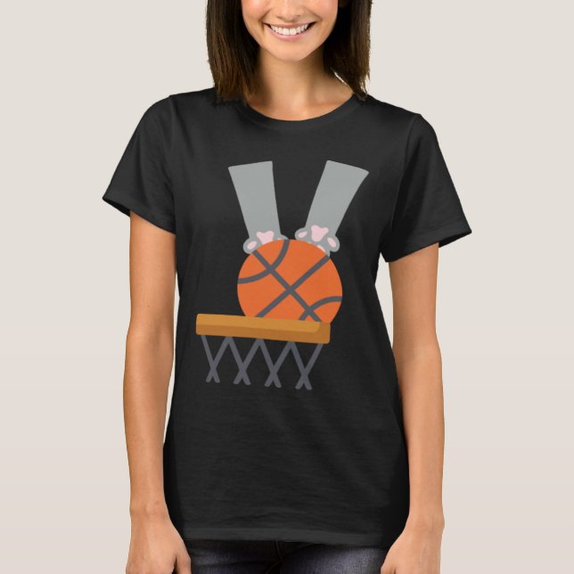 Cat Dunk cat dunking a basketball paws net T-Shirt (Front)