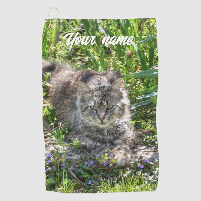 Cat During Eclipse Golf Towel (Front)