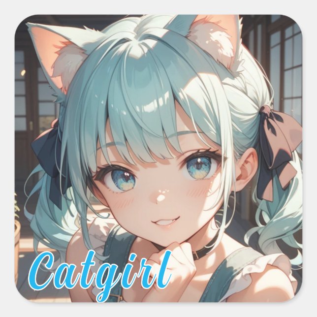 Cat Ear Girl Looks At Sticker (Front)