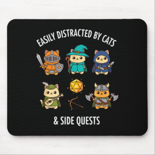 Cat Easily Distracted By Cat & Side Quests Rpg Mouse Pad