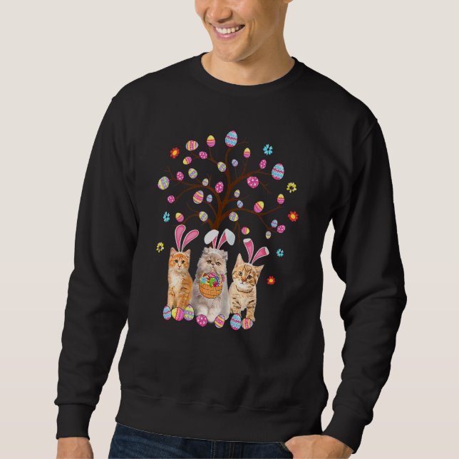 Cat Easter Costume Three Kitty Kitten Wearing Bunn Sweatshirt (Front)