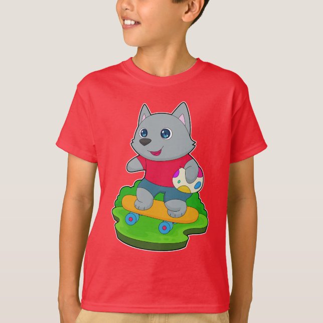 Cat Easter Skateboard T-Shirt (Front)