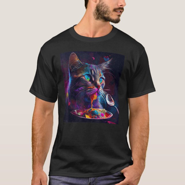 Cat Eat Colourful T-Shirt (Front)