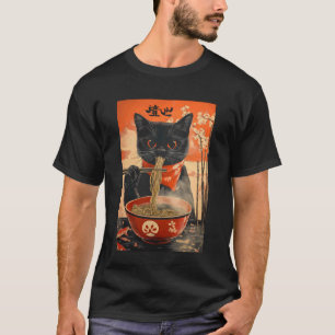 Cat Eat Ramen Japanese Funny Graphic Kawaii Cat An T-Shirt
