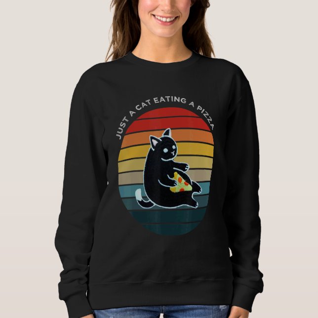 Cat Eating A Pepperoni Slice  Cat Love Pizza Sweatshirt (Front)