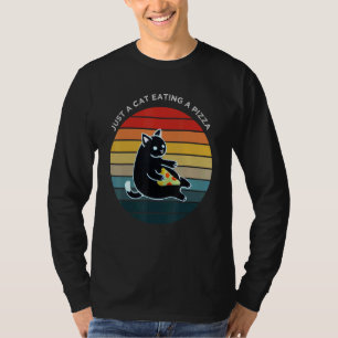 Cat Eating A Pepperoni Slice Cat Love Pizza T-Shirt