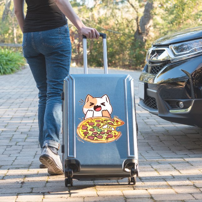 Cat Eating A Pizza  (Suitcase Insitu)
