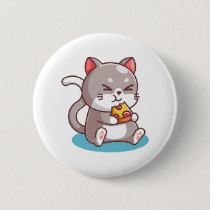 Cat Eating A Pizza 6 Cm Round Badge