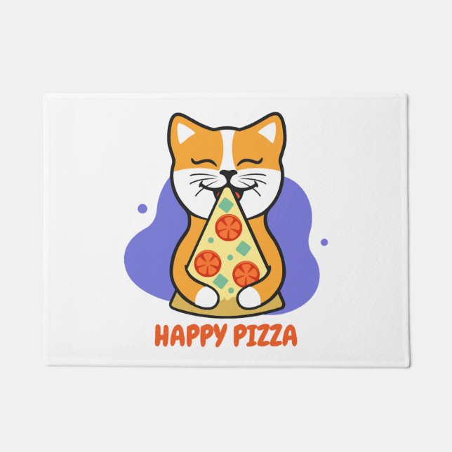 Cat Eating A Pizza    Doormat (Front)