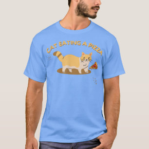 Cat Eating A Pizza Funny Animals Food Lover T-Shirt