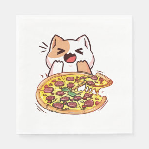 Cat Eating A Pizza Napkin