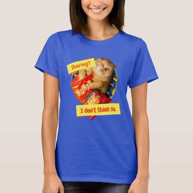 Cat Eating Cheese Puffs T-Shirt (Front)