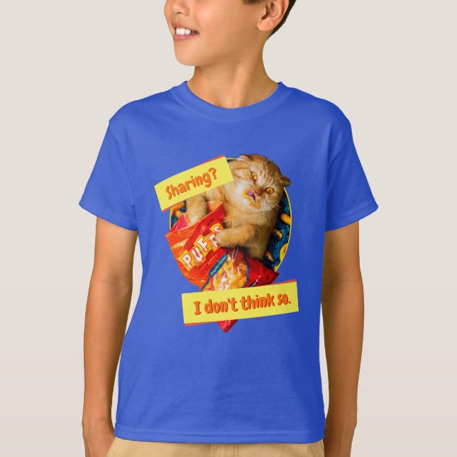 Cat Eating Cheese Puffs T-Shirt (Front)