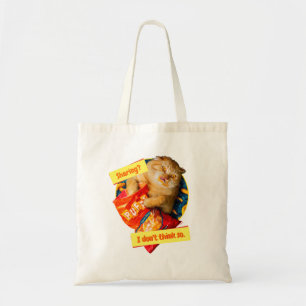 Cat Eating Cheese Puffs Tote Bag
