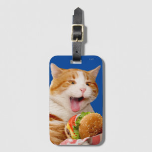 Cat Eating Cheeseburger Luggage Tag