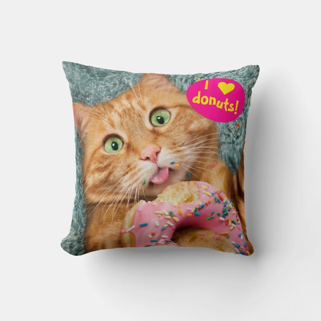 Cat Eating Donut Cushion (Front)