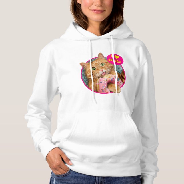 Cat Eating Donut Hoodie (Front)