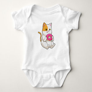 Cat Eating Doughnut Baby Bodysuit