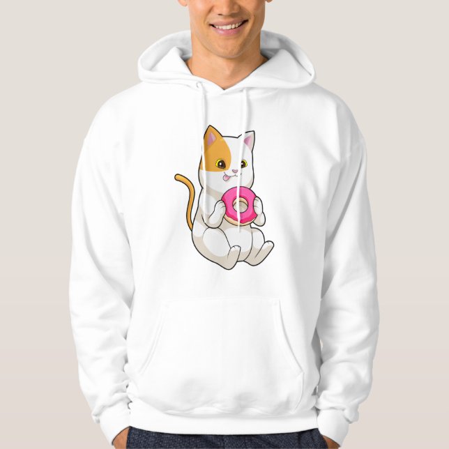 Cat Eating Doughnut Hoodie (Front)