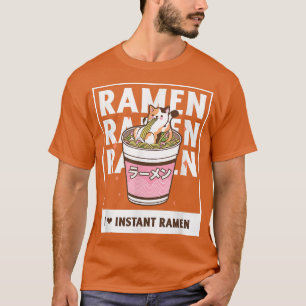 Cat Eating Japanese Ramen Noodles Anime Kawaii 151 T-Shirt